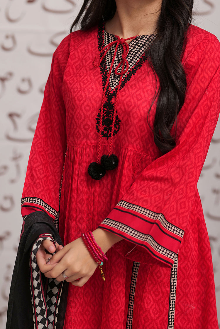 Picture of Senorita - GAD-02275 | Red & Multicolor | Casual 3 Piece Suit  | Cotton Lawn Print - Available at Raja Sahib
