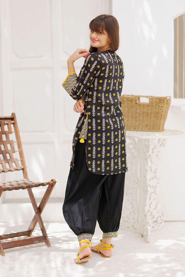 Picture of Senorita - GAD-02357 | Black & Multicolor | Casual 3 Piece Suit  | Cotton Lawn Printed - Available at Raja Sahib