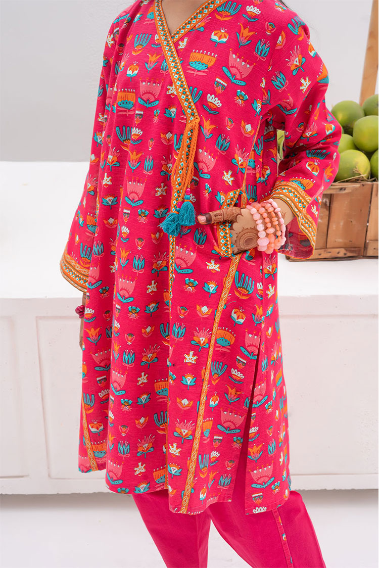Picture of Senorita - GAD-02366 | Shocking Pink & Multicolor | Casual 3 Piece Suit | Cotton Khaddar Printed - Available at Raja Sahib