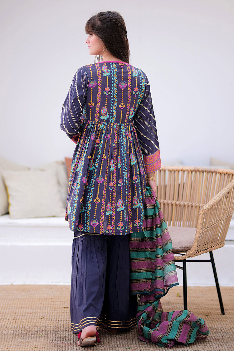 Picture of Senorita - GBD-02306 | Grey & Multicolor | Casual 3 Piece Suit  | Cotton Gold Printed Lawn - Available at Raja Sahib