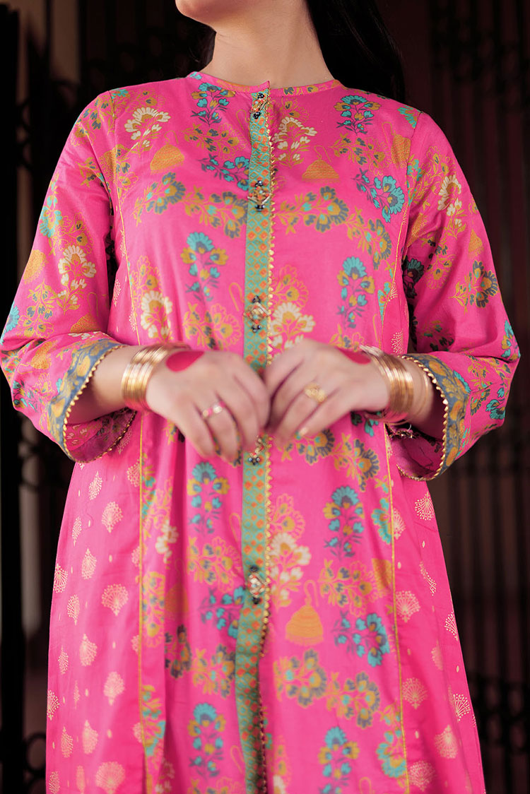 Picture of Senorita - GBD-02320 | Shocking Pink & Multicolor | Casual 3 Piece Suit  | Cotton Gold Printed Lawn - Available at Raja Sahib