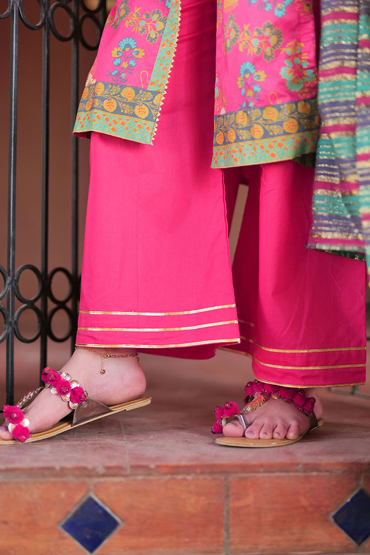 Picture of Senorita - GBD-02320 | Shocking Pink & Multicolor | Casual 3 Piece Suit  | Cotton Gold Printed Lawn - Available at Raja Sahib