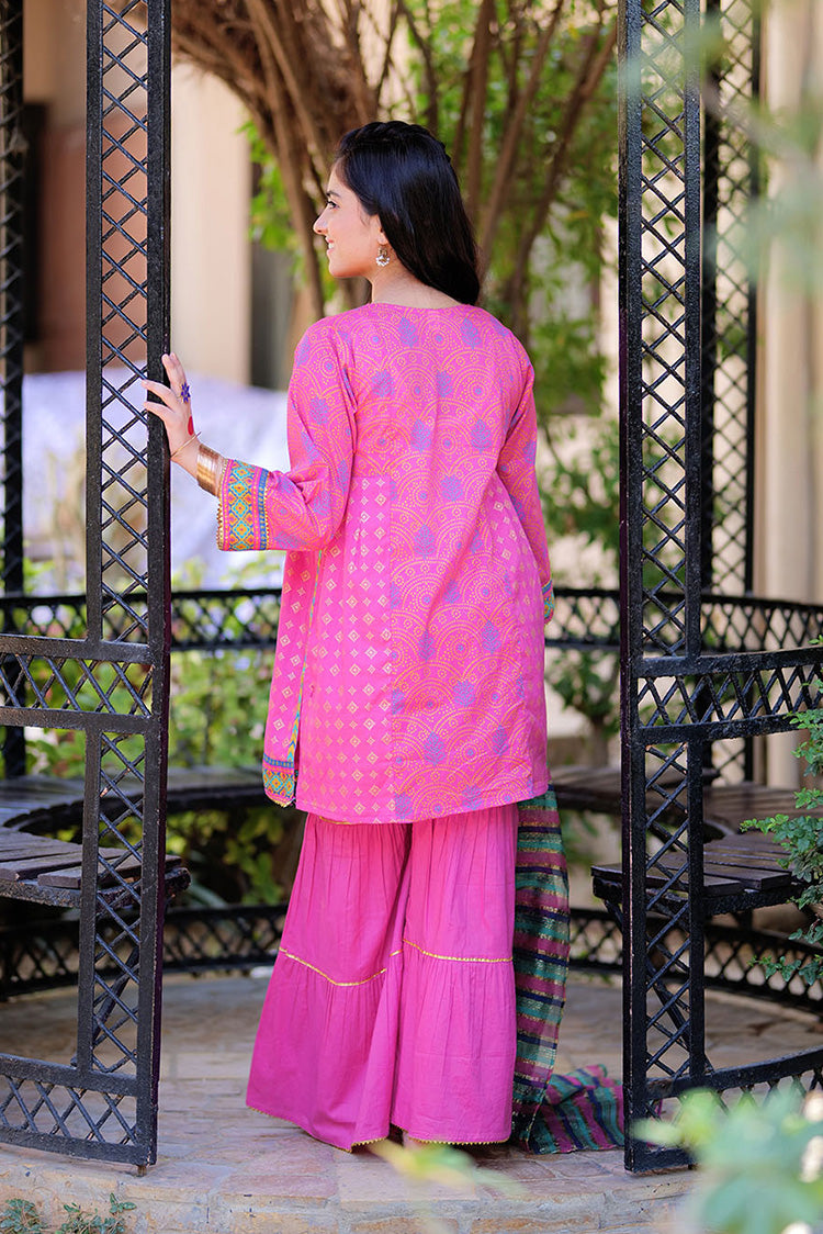 Picture of Senorita - GBD-02324 | T.Pink & Multicolor | Casual 3 Piece Suit  | Cotton Gold Printed Lawn - Available at Raja Sahib