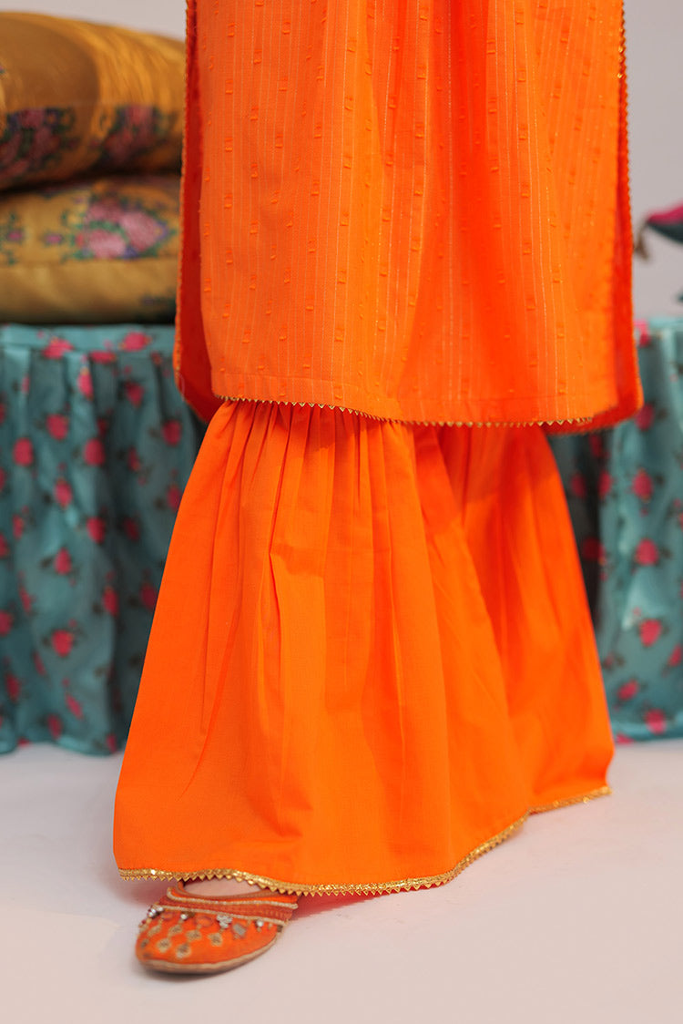 Picture of Senorita - GBD-02589 | Orange & Gold | Casual Plus 3 Piece Suit | Cotton Jacqurd Dobby - Available at Raja Sahib