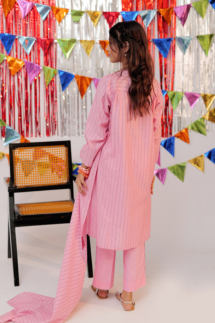 Picture of Senorita - GBD-02603 | Pink & Silver | Casual Plus 3 Piece Suit | Cotton Dobby Jacquard - Available at Raja Sahib