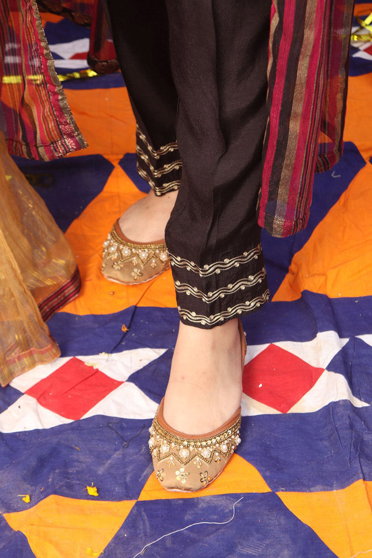 Picture of Senorita - GDD-01820 | Multicolor & Black | | Pure Banarsi Khaddi Dobby | Formal 3 Piece Suit - Available at Raja Sahib