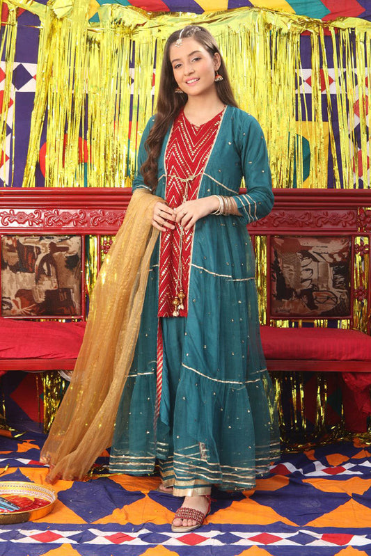 Picture of Senorita - GDD-01827 | Maroon & Golden | Formal 3 Piece Suit | Pure Banarsi Organza & Viscose - Available at Raja Sahib