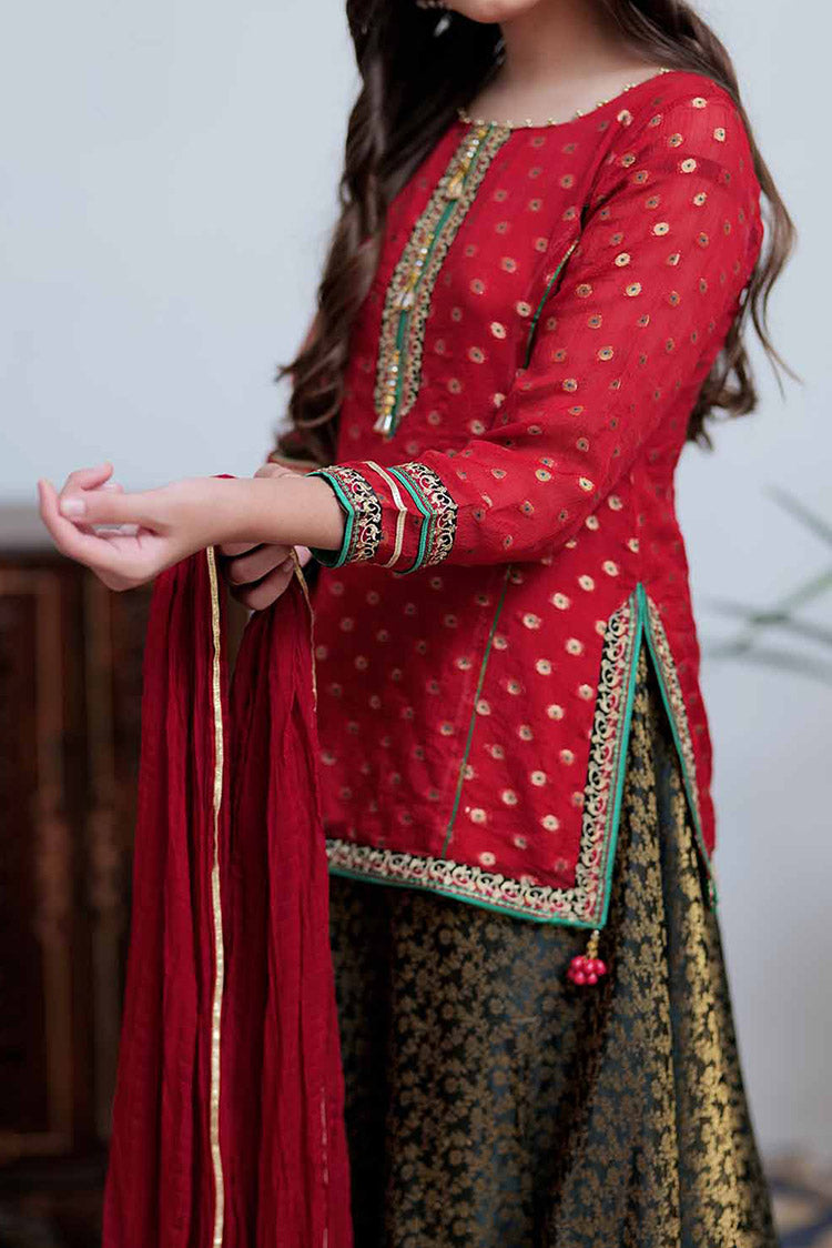 Picture of Senorita - GDD-02099 | Maroon & Black | Formal 3 Piece Suit | Banarsi Khaddi Jacquard - Available at Raja Sahib