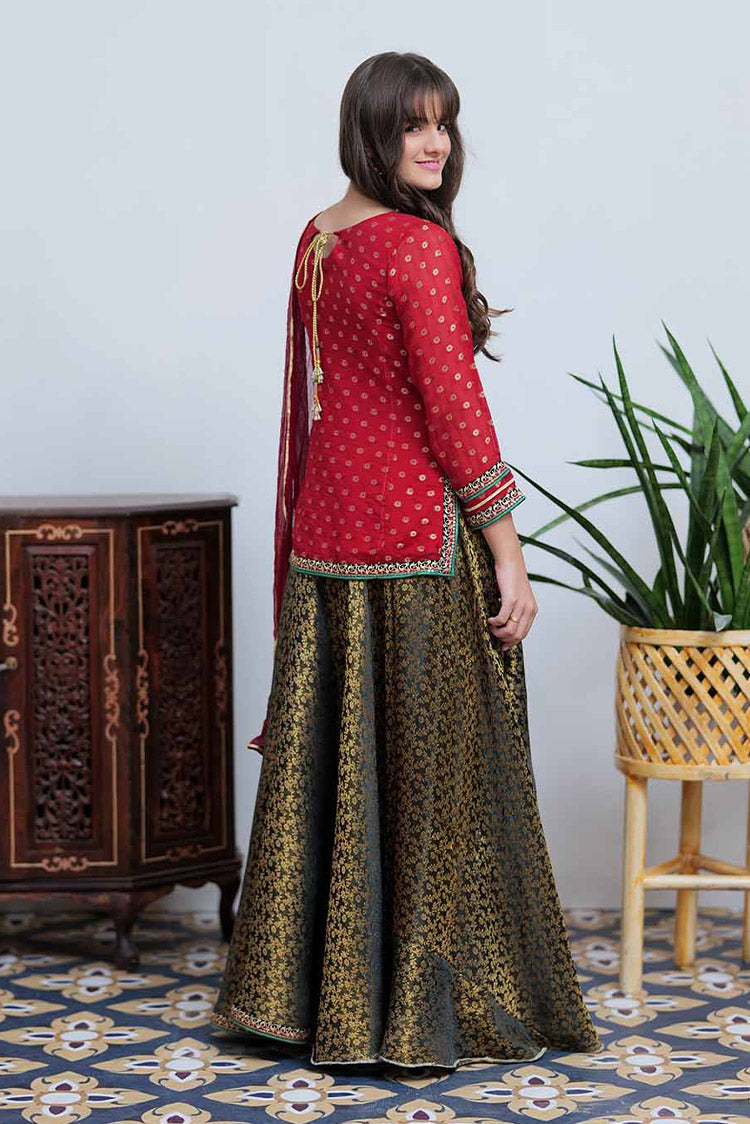 Picture of Senorita - GDD-02099 | Maroon & Black | Formal 3 Piece Suit | Banarsi Khaddi Jacquard - Available at Raja Sahib