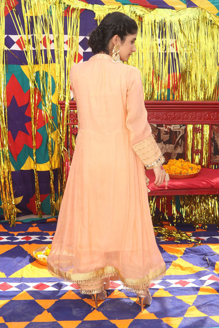 Picture of Senorita - GDD-02100 | White & Golden | Formal 3 Piece Suit | Banarsi Khaddi Jacquard - Available at Raja Sahib