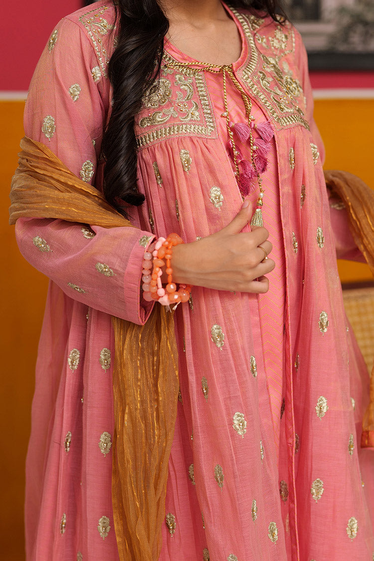 Picture of Senorita - GDD-02302 | T.Pink & Golden | Casual 3 Piece Suit  | Banarsi Masuri Fabric - Available at Raja Sahib