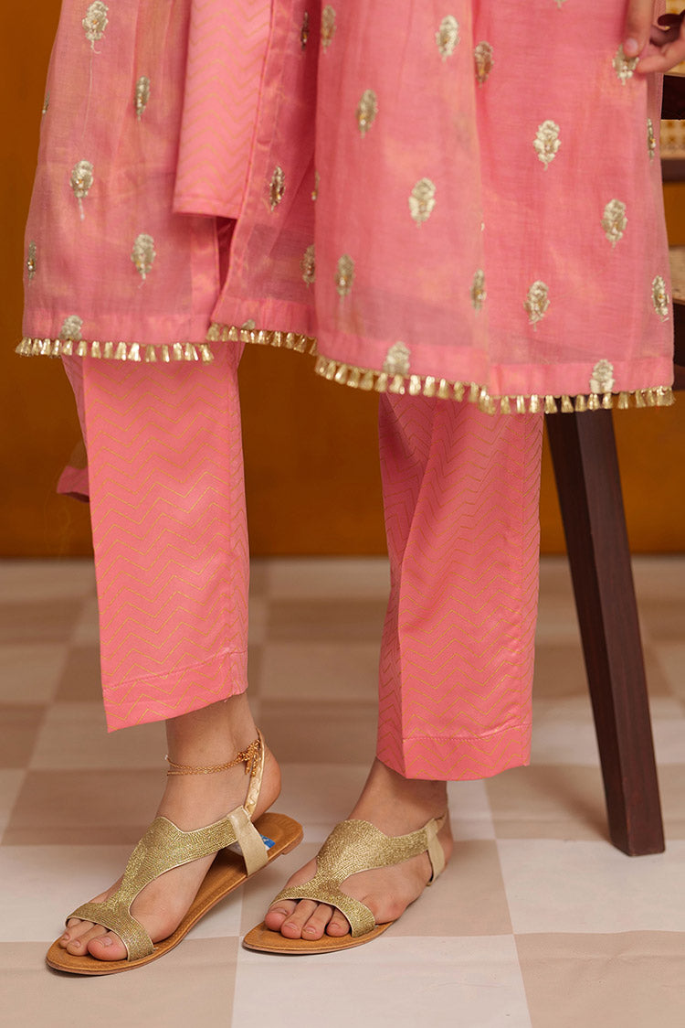 Picture of Senorita - GDD-02302 | T.Pink & Golden | Casual 3 Piece Suit  | Banarsi Masuri Fabric - Available at Raja Sahib