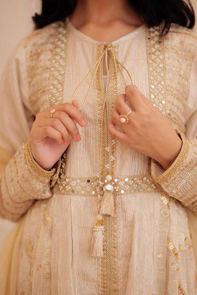 Picture of Senorita - GDD-02371 | Fawn & Multicolor | Formal  3 Piece Suit | Fancy Fabric Crinkle Multic Zari - Available at Raja Sahib