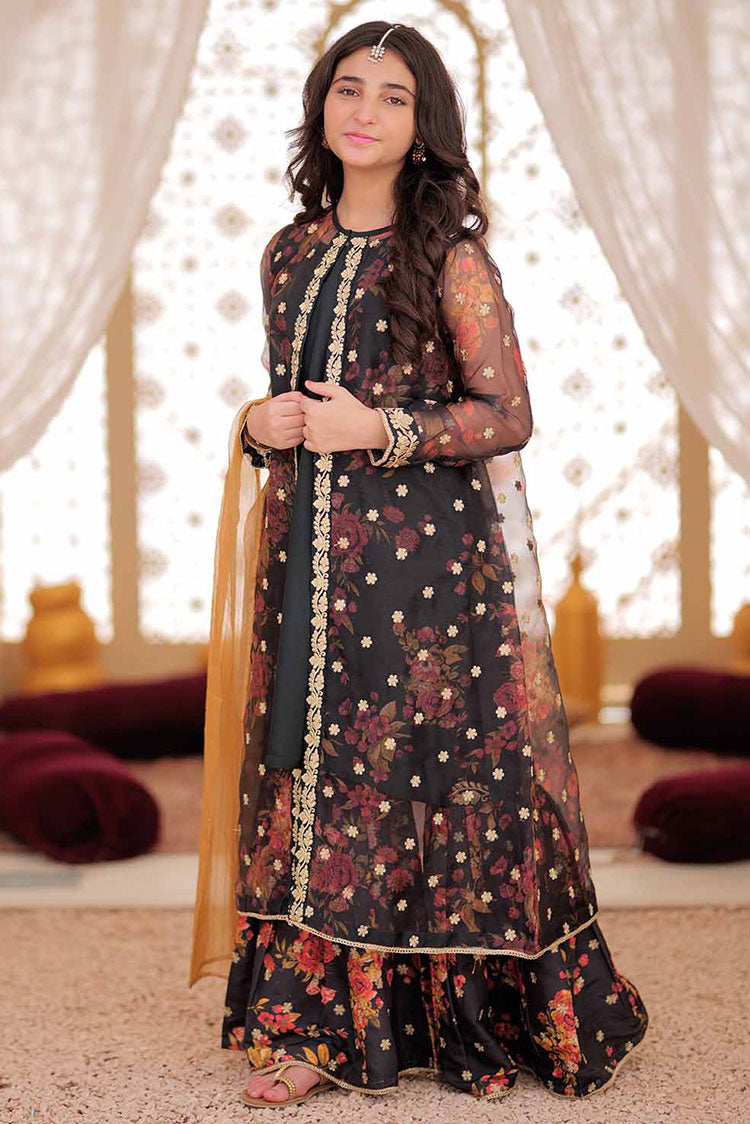 Picture of Senorita - GDD-02373 | Brown & Multicolor | Formal 3 Piece Suit  | Organza Row Silk Grip - Available at Raja Sahib
