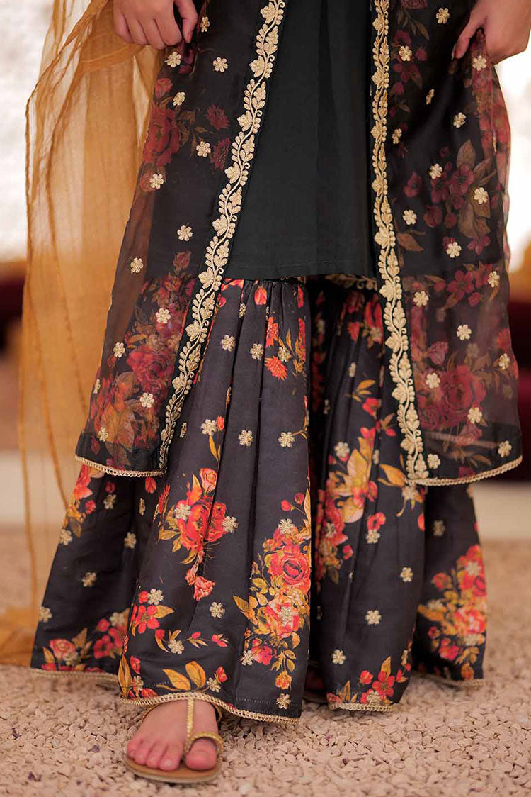 Picture of Senorita - GDD-02373 | Brown & Multicolor | Formal 3 Piece Suit  | Organza Row Silk Grip - Available at Raja Sahib
