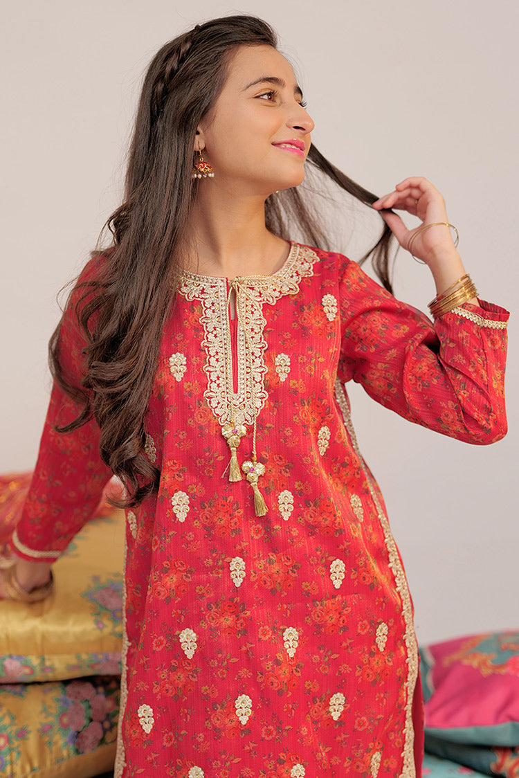 Picture of Senorita - GDD-02375 | Shocking Pink & Multicolor | Formal 3 Piece Suit | Banarsi Masuri - Available at Raja Sahib