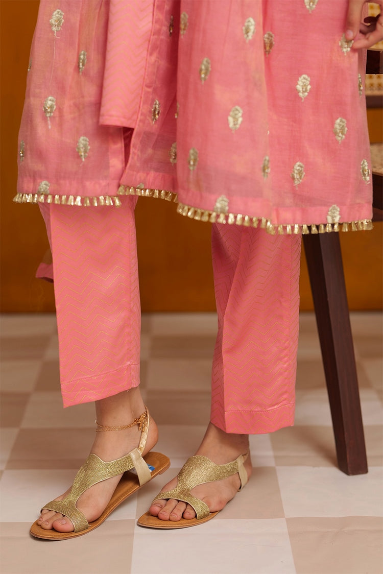 Picture of Senorita - GDD-02453 | Tea Pink & Gold | Formal 3 Piece Suit | Banarsi Masuri - Available at Raja Sahib