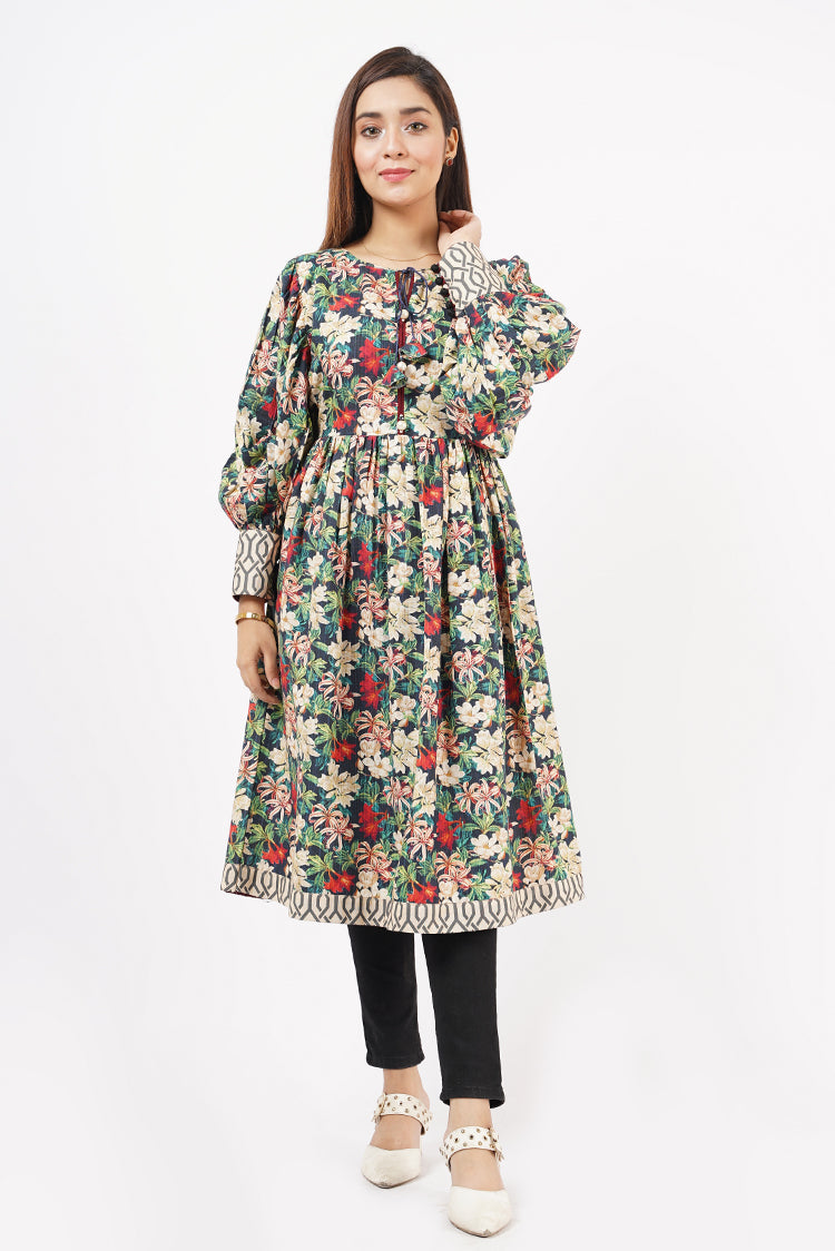 Picture of Ellena - Printed Khaddar Shirt - Available at Raja Sahib