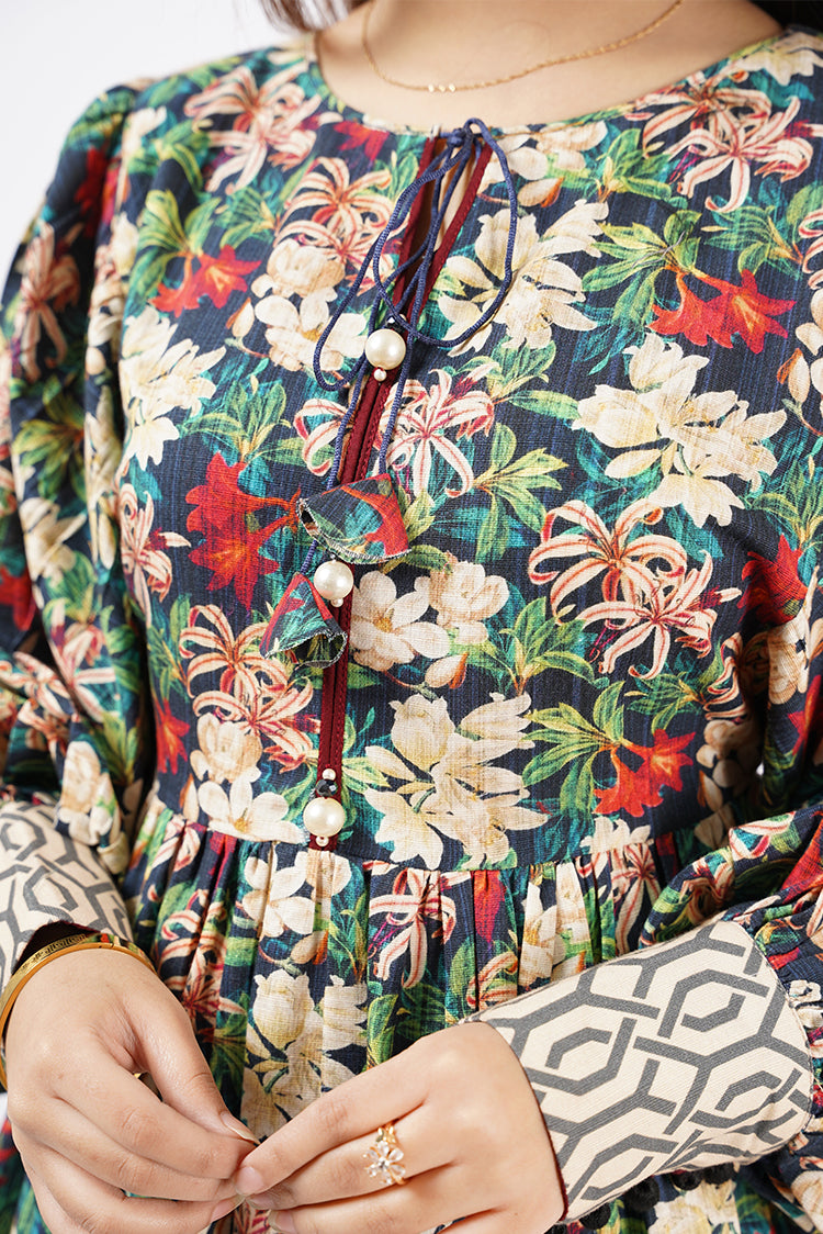 Picture of Ellena - Printed Khaddar Shirt - Available at Raja Sahib