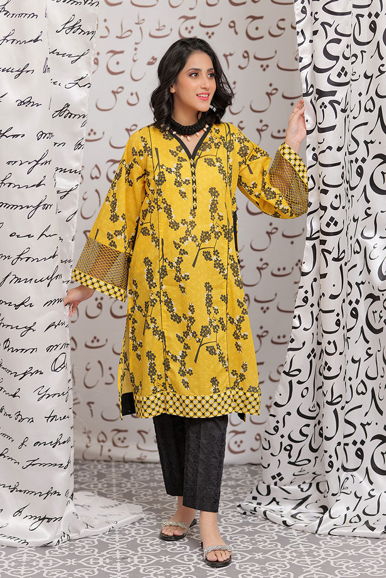 Picture of Senorita - LAA-02163 | Yellow& Black | Casual Kurta  | Cotton Lawn Print - Available at Raja Sahib