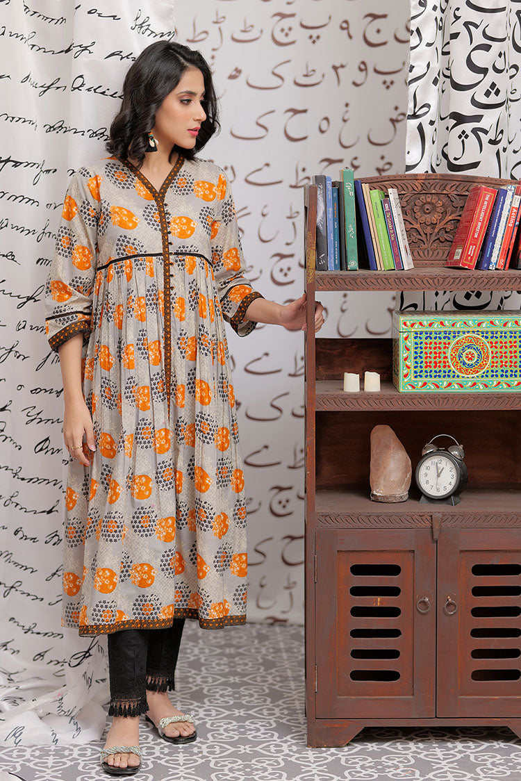 Picture of Senorita - LAA-02189 | Grey & Multicolor | Casual Kurta | Cotton Lawn Print - Available at Raja Sahib