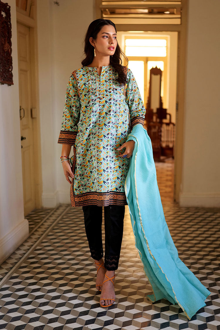Picture of Senorita - LAB-02160 | Sea Green & Multicolor | Casual 2 Piece Suit  | Cotton  Lawn Print - Available at Raja Sahib