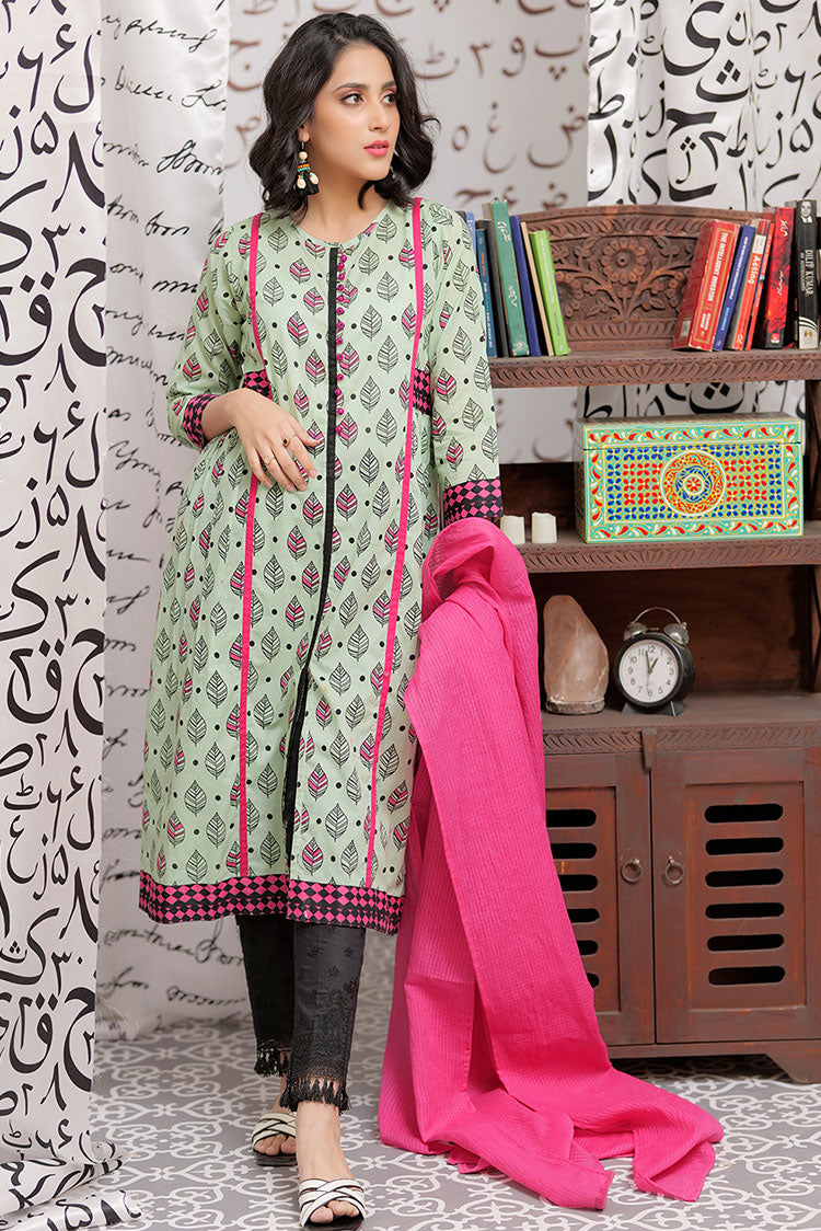Picture of Senorita - LAB-02162 | Light Green & Multicolor | Casual 2 Piece Suit  | Cotton Lawn Print - Available at Raja Sahib