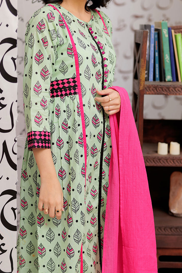Picture of Senorita - LAB-02162 | Light Green & Multicolor | Casual 2 Piece Suit  | Cotton Lawn Print - Available at Raja Sahib