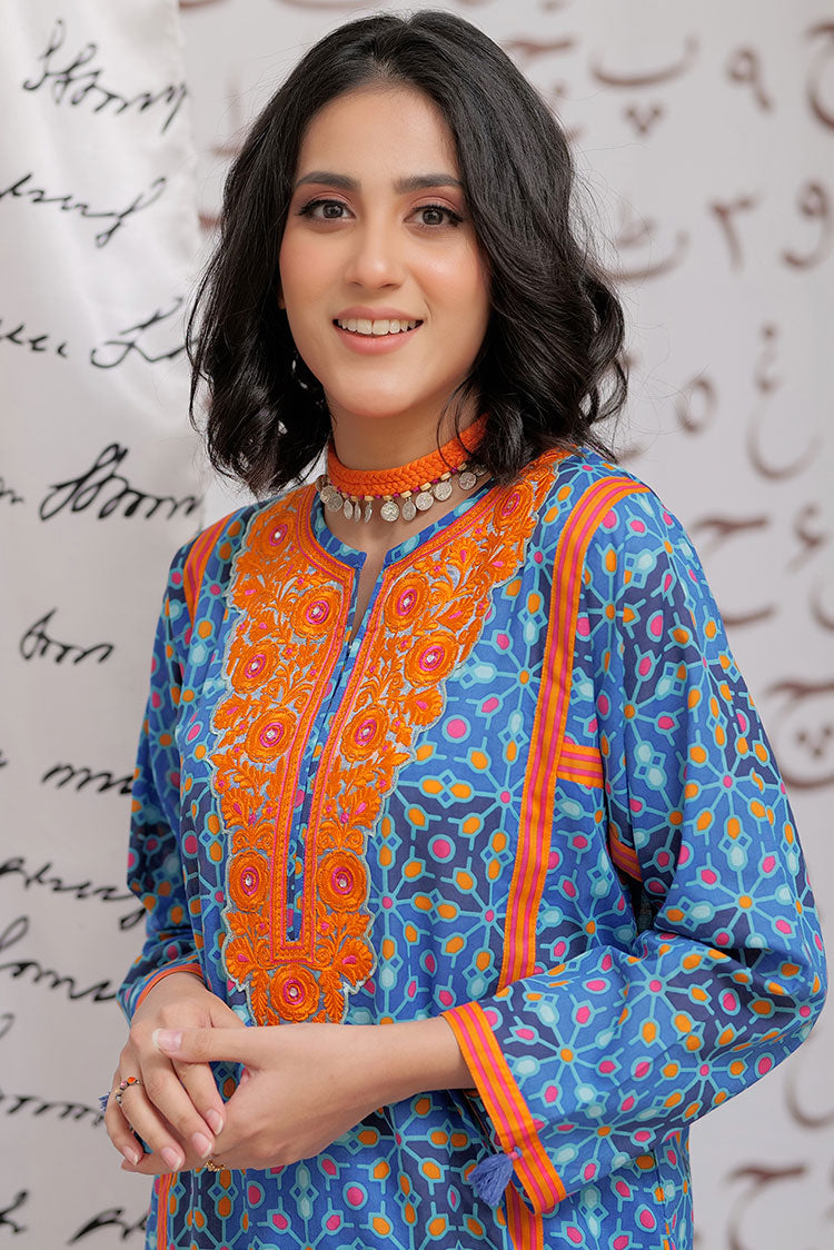 Picture of Senorita - LAC-02164 | Blue & Multicolor | Casual 2 Piece Suit  | Cotton  Lawn Print - Available at Raja Sahib