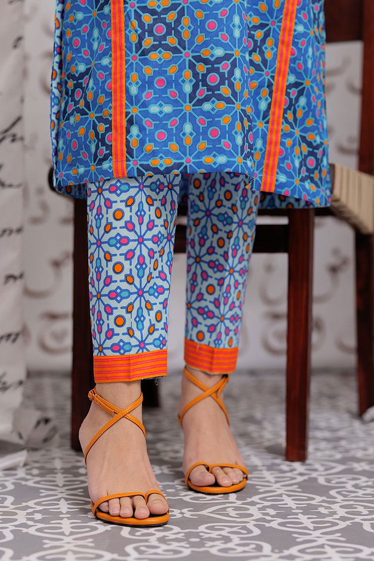 Picture of Senorita - LAC-02164 | Blue & Multicolor | Casual 2 Piece Suit  | Cotton  Lawn Print - Available at Raja Sahib