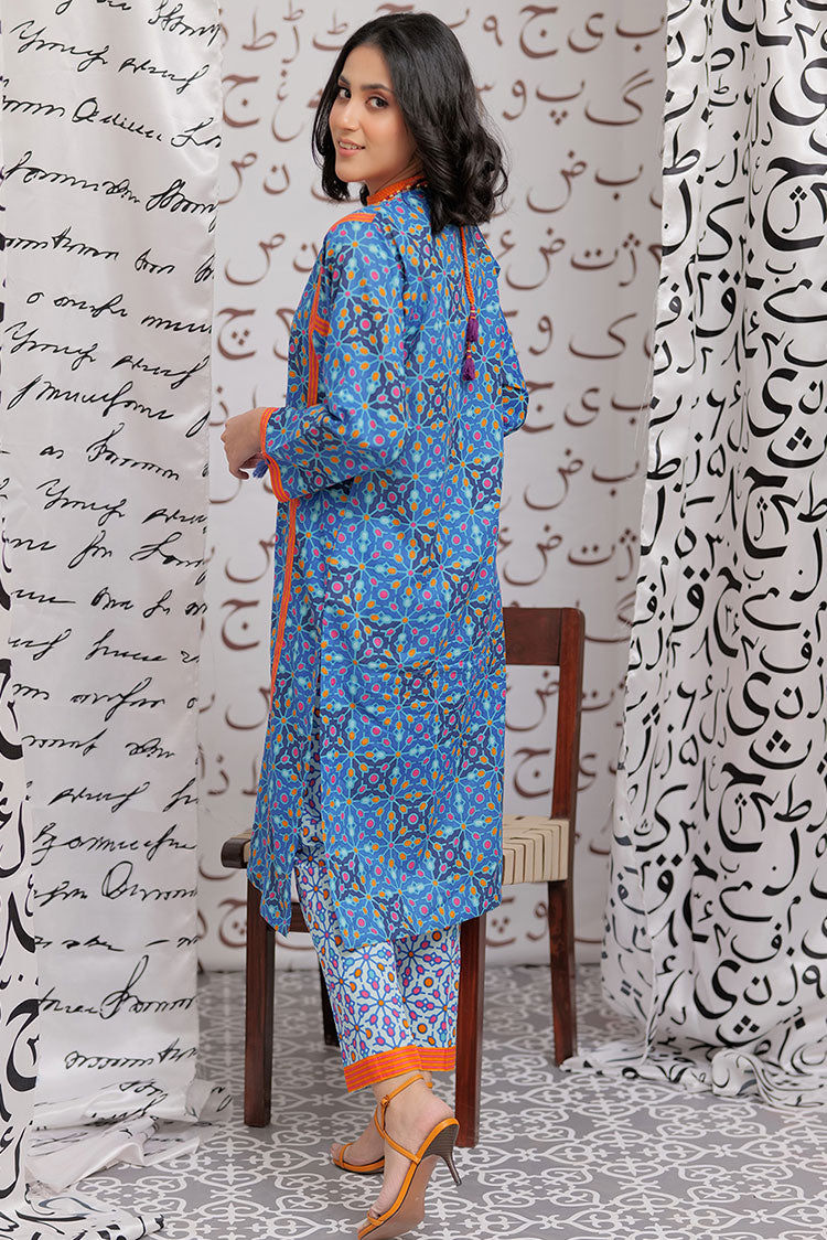 Picture of Senorita - LAC-02164 | Blue & Multicolor | Casual 2 Piece Suit  | Cotton  Lawn Print - Available at Raja Sahib