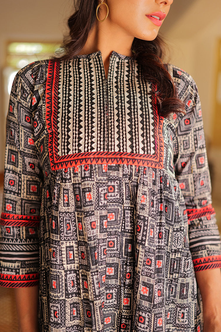 Picture of Senorita - LAC-02165 | Black & Red | Casual 2 Piece Suit  | Cotton Lawn Print - Available at Raja Sahib