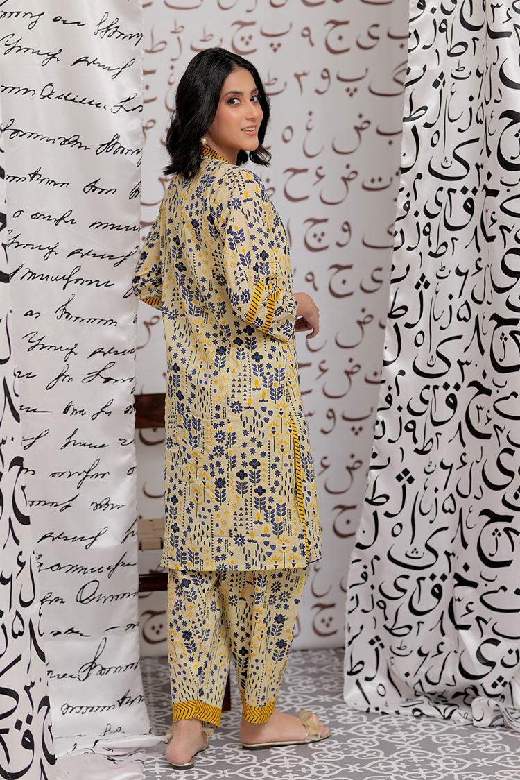 Picture of Senorita - LAC-02184 | Yellow & Multicolor | Casual 2 Piece Suit | Cotton Lawn Print - Available at Raja Sahib