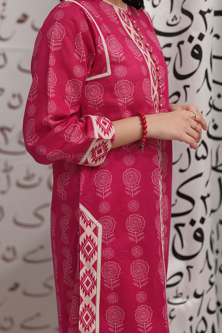 Picture of Senorita - LAC-02250 | Shocking Pink | Casual 2 Piece Suit  | Cotton Lawn Print - Available at Raja Sahib