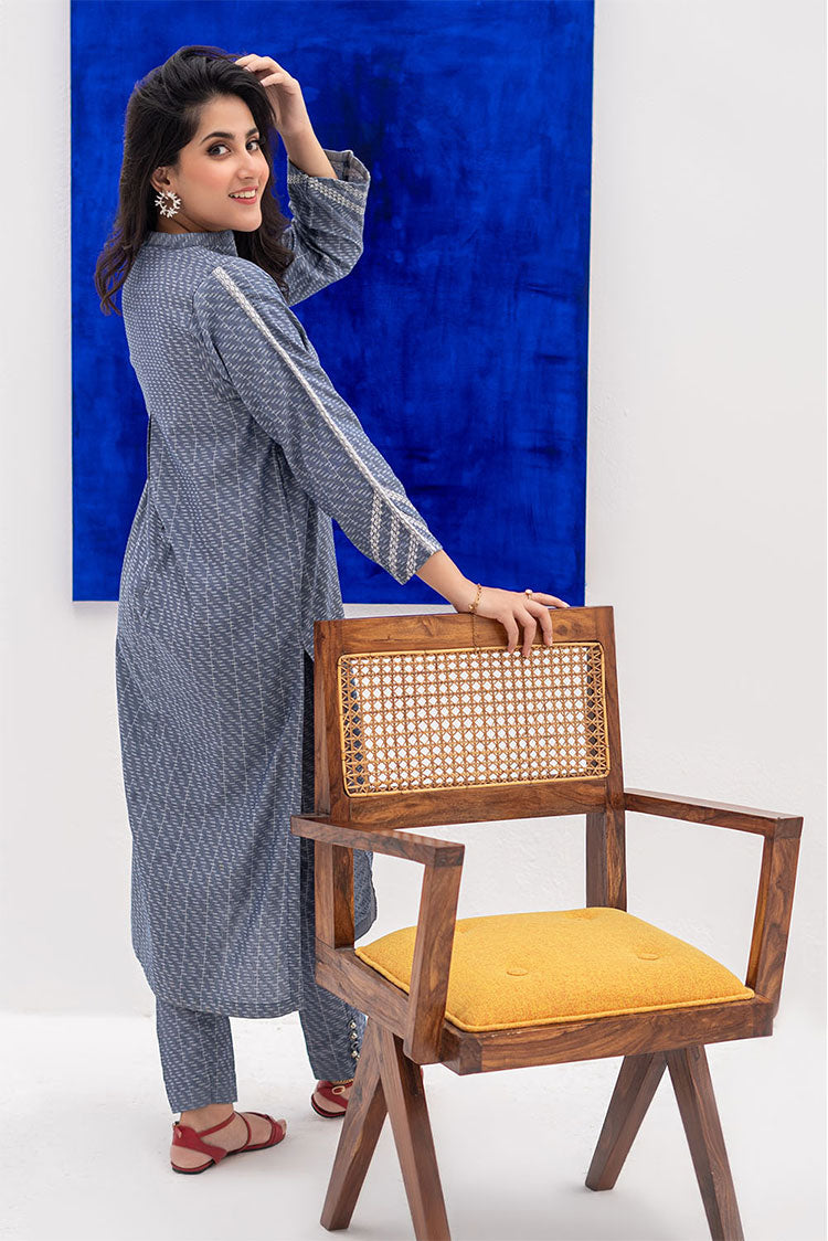 Picture of Senorita - LAC-02414 | Blue | Casual 2 Piece Suit | Denim Fabric - Available at Raja Sahib