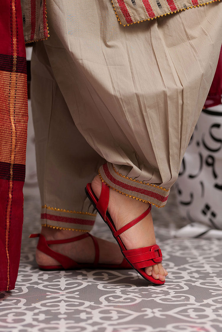 Picture of Senorita - LBD-02192 | Beige & Multicolor | Casual 3 Piece Suit  | Cotton Yarn dyed - Available at Raja Sahib