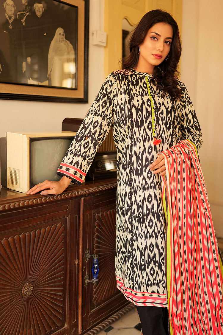 Picture of Senorita - LAD-02214 | Black &White | Casual 3 Piece Suit  | Cotton Lawn Print - Available at Raja Sahib