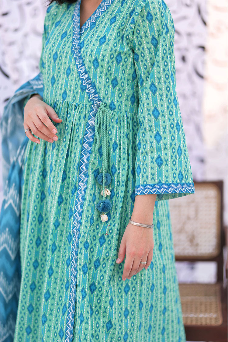 Picture of Senorita - LAD-02277 | Sea Green & Multicolor | Casual 3 Piece Suit  | Cotton Lawn Print - Available at Raja Sahib