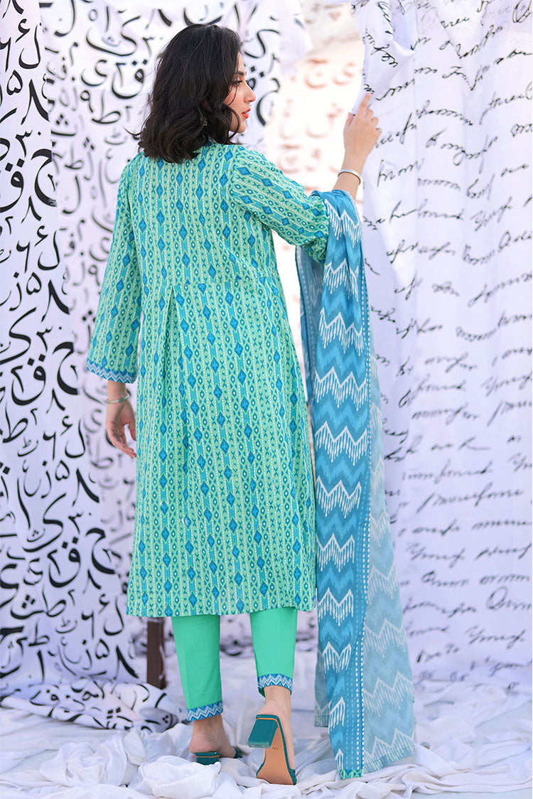 Picture of Senorita - LAD-02277 | Sea Green & Multicolor | Casual 3 Piece Suit  | Cotton Lawn Print - Available at Raja Sahib