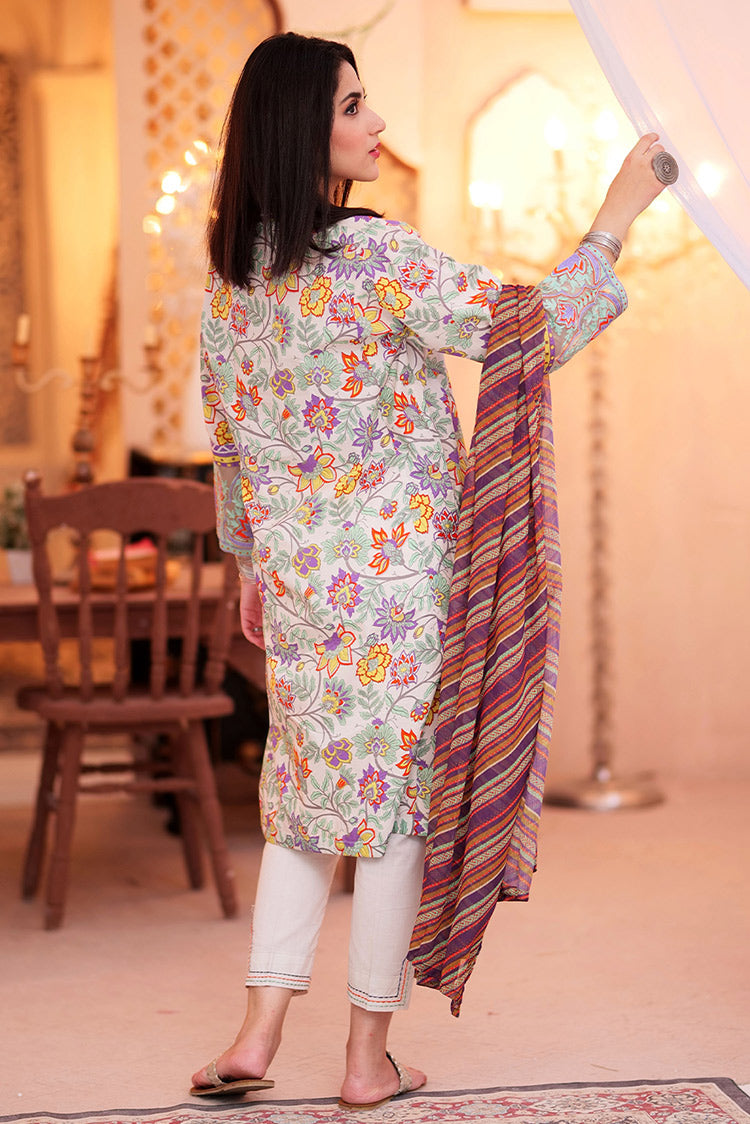 Picture of Senorita - LAD-02321 | Grey & Multicolor | Casual 3 Piece Suit  | Cotton Lawn Print - Available at Raja Sahib