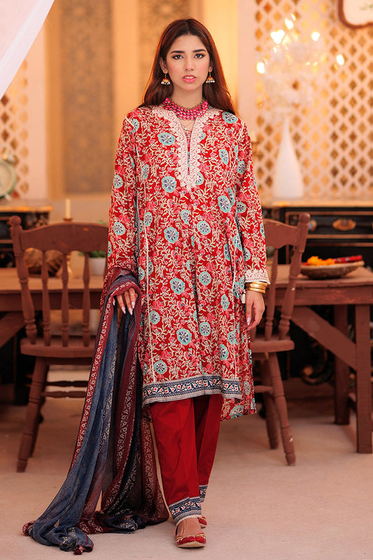 Picture of Senorita - LAD-02334 | Maroon & Multicolor | Casual 3 Piece Suit  | Cotton Lawn Print - Available at Raja Sahib