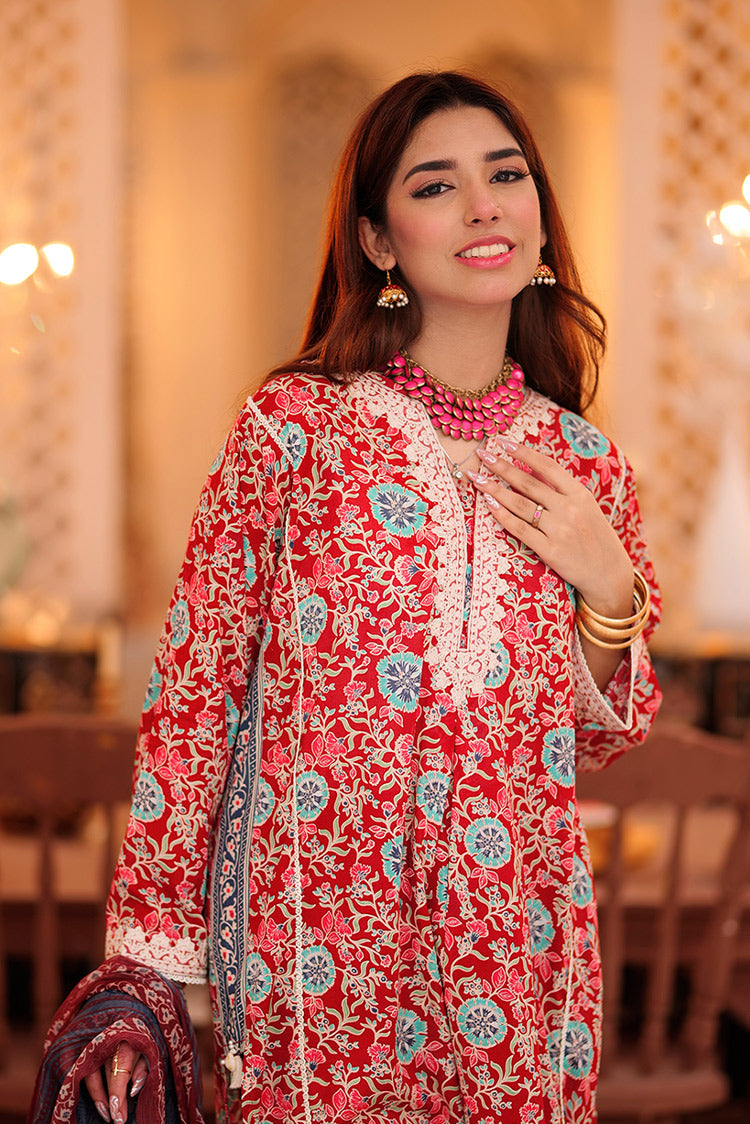 Picture of Senorita - LAD-02334 | Maroon & Multicolor | Casual 3 Piece Suit  | Cotton Lawn Print - Available at Raja Sahib