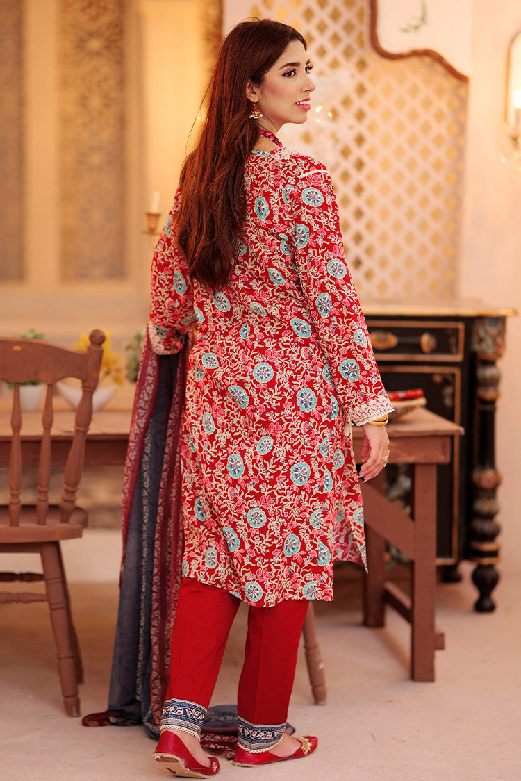 Picture of Senorita - LAD-02334 | Maroon & Multicolor | Casual 3 Piece Suit  | Cotton Lawn Print - Available at Raja Sahib