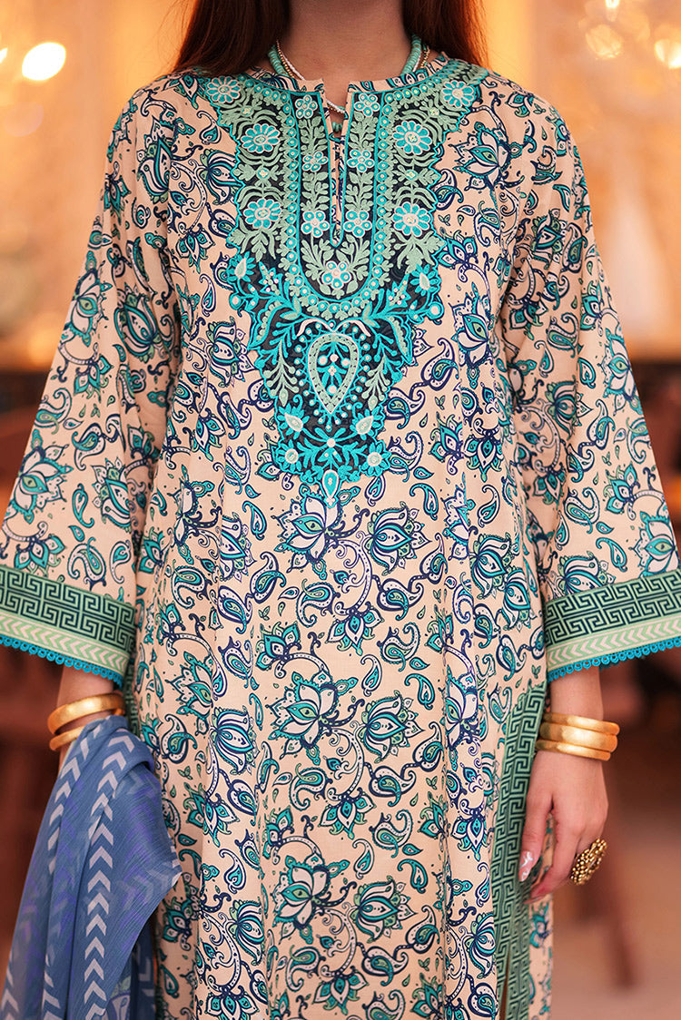Picture of Senorita - LAD-02335 | Fawn & Multicolor | Casual 3 Piece Suit  | Cotton Lawn Print - Available at Raja Sahib