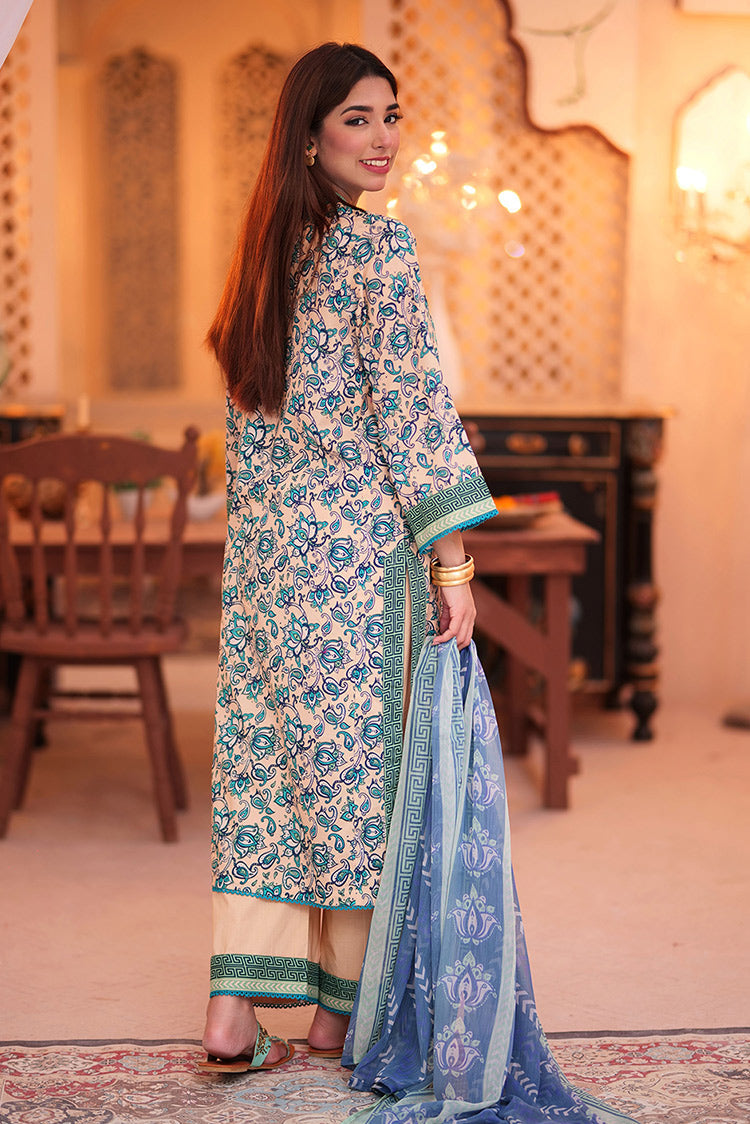 Picture of Senorita - LAD-02335 | Fawn & Multicolor | Casual 3 Piece Suit  | Cotton Lawn Print - Available at Raja Sahib