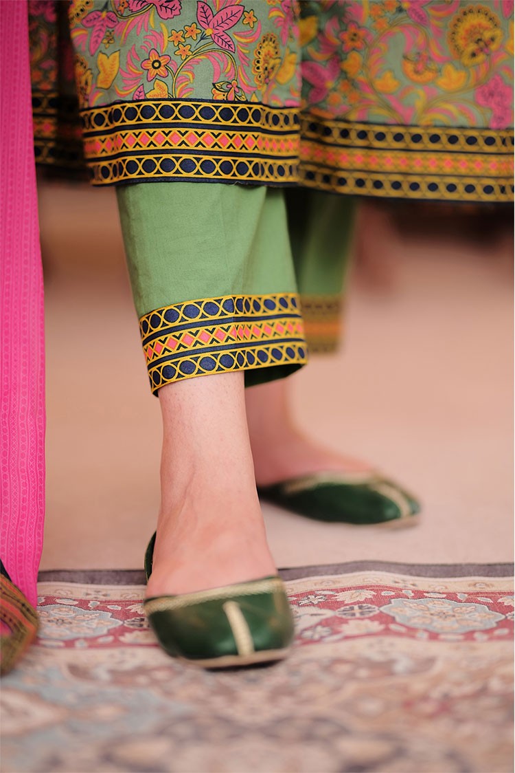 Picture of Senorita - LAD-02336 | Green & Multicolor | Casual 3 Piece Suit  | Cotton Lawn Printed - Available at Raja Sahib