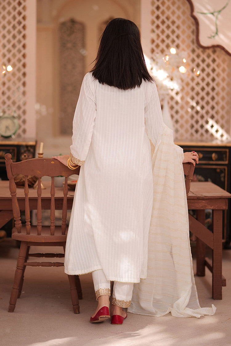 Picture of Senorita - LAD-02350 | White | Casual 3 Piece Suit | Cotton Dobby - Available at Raja Sahib