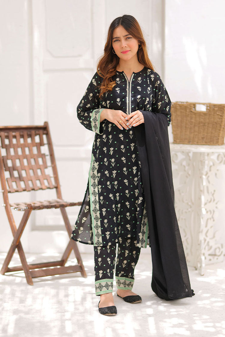 Picture of Senorita - LAD-02354 | Black & Multicolor | Casual 3 Piece Suit  | Cotton Lawn Printed - Available at Raja Sahib