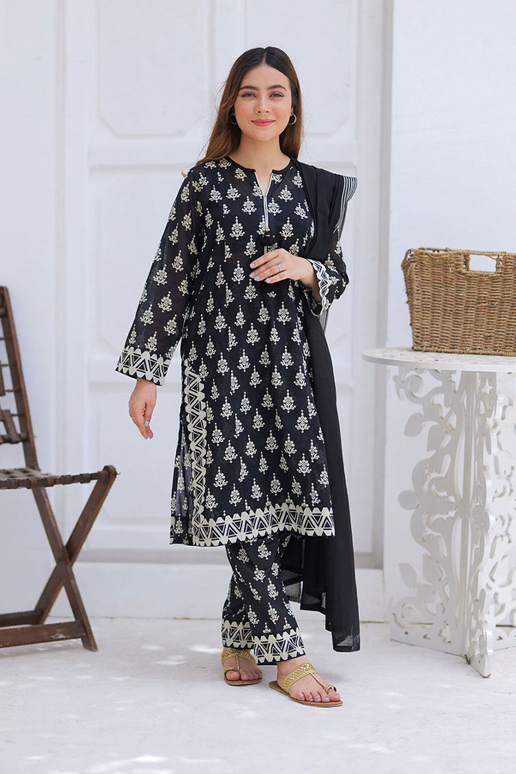 Picture of Senorita - LAD-02355 | Black & Multicolor | Casual 3 Piece Suit  | Cotton Lawn Printed - Available at Raja Sahib