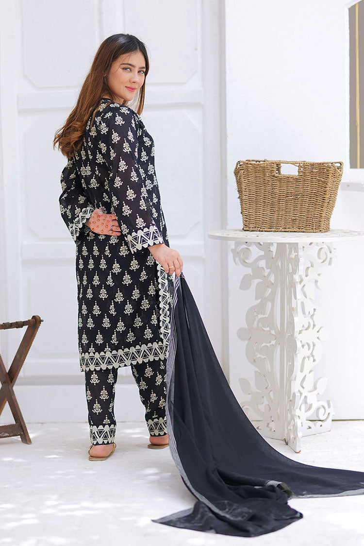 Picture of Senorita - LAD-02355 | Black & Multicolor | Casual 3 Piece Suit  | Cotton Lawn Printed - Available at Raja Sahib